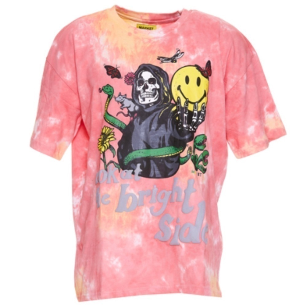 MARKET dolls kill short sleeve bright side skeleton Tie Dye T-shirt Pink large